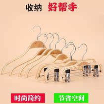 Korean version of mens and womens solid wood hanger clothing store childrens splint non-slip Wood hanger household simple clothes hanging clothing support