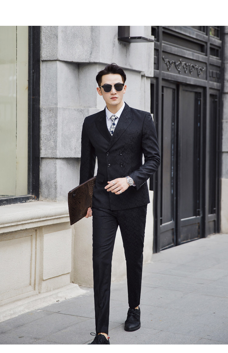 模特图(s-5xl)18秋季新款男士三排扣西服套装三件套6026p295 - 17网