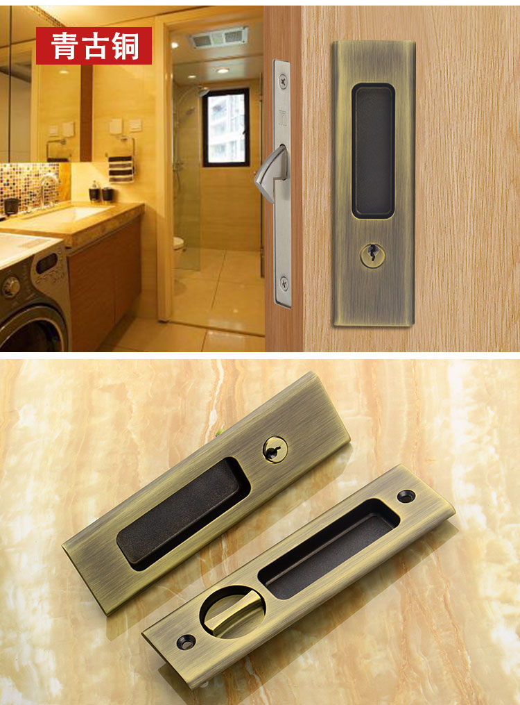 拉丝不锈钢移门锁钩锁卫生间浴室推拉门锁卧室阳台厨房室内移门锁