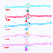 Girl bracelet mermaid princess soft rubber PVC single hole zipper Pearl rubber wrist band Primary School handpieces