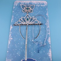Cinderella Magic Wands Crown Crystal Shoes Necklace 3 Pieces Girl Accessories Hair Card Crown Butterfly Magic Ware