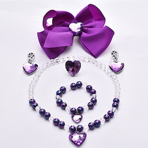 Sophia Little Princess Necklace Set Purple Love Bracelet Ring Ear Clip Childrens Jewelry