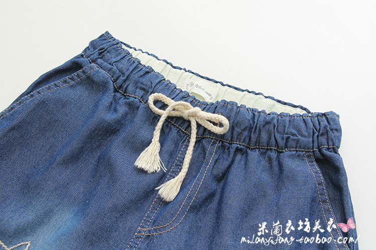 miumiu夏季新款翻領貓咪 2020春季新款女裝可愛貓咪刺繡翻邊牛仔短款百搭學生熱褲短褲女 miumiu