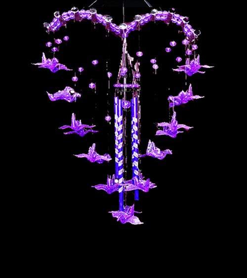 创意礼物生日礼品浪漫温馨【千千心愿】千纸鹤爱心紫色风铃挂饰