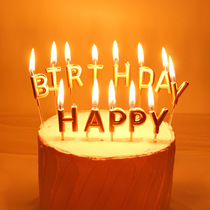 Birthday party candles gold-plated colored cake decoration plug-in card baking dessert English letter paraffin card
