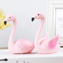 Scene birthday cake decoration with lamp Flamingo Swan pink glowing Flamingo cake decoration decoration wedding