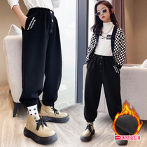 Girls with velvet and sweatpants One-volume winter leisure New pants thickened Girls in winter sportswear
