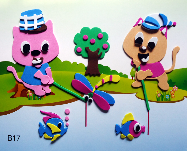 eva贴画幼儿童手工玩具品3d立体制作贴纸diy海绵纸拼图拼贴粘贴画