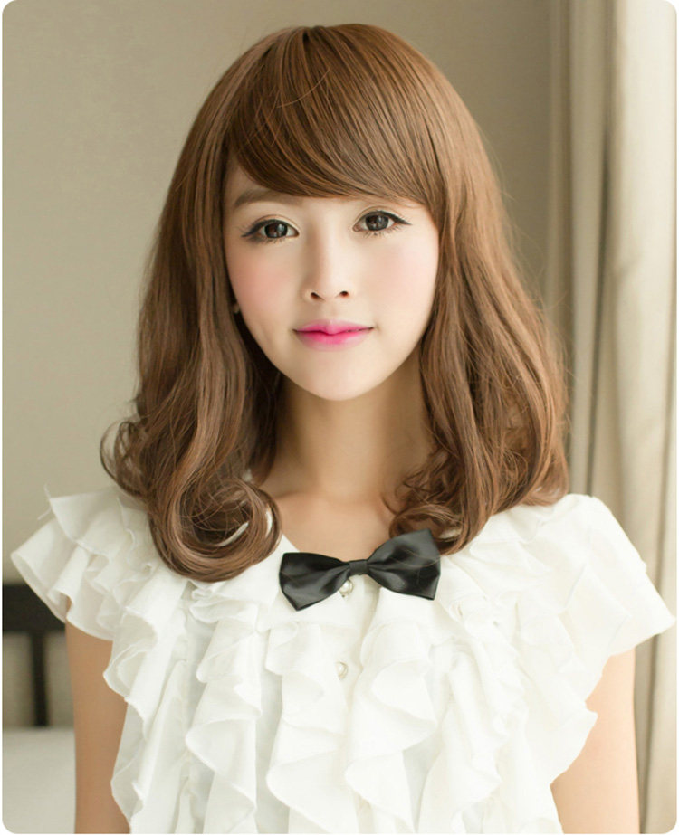 梨花头假发女式短发斜刘海短卷发型蓬松修脸时尚女士圆脸假头发套