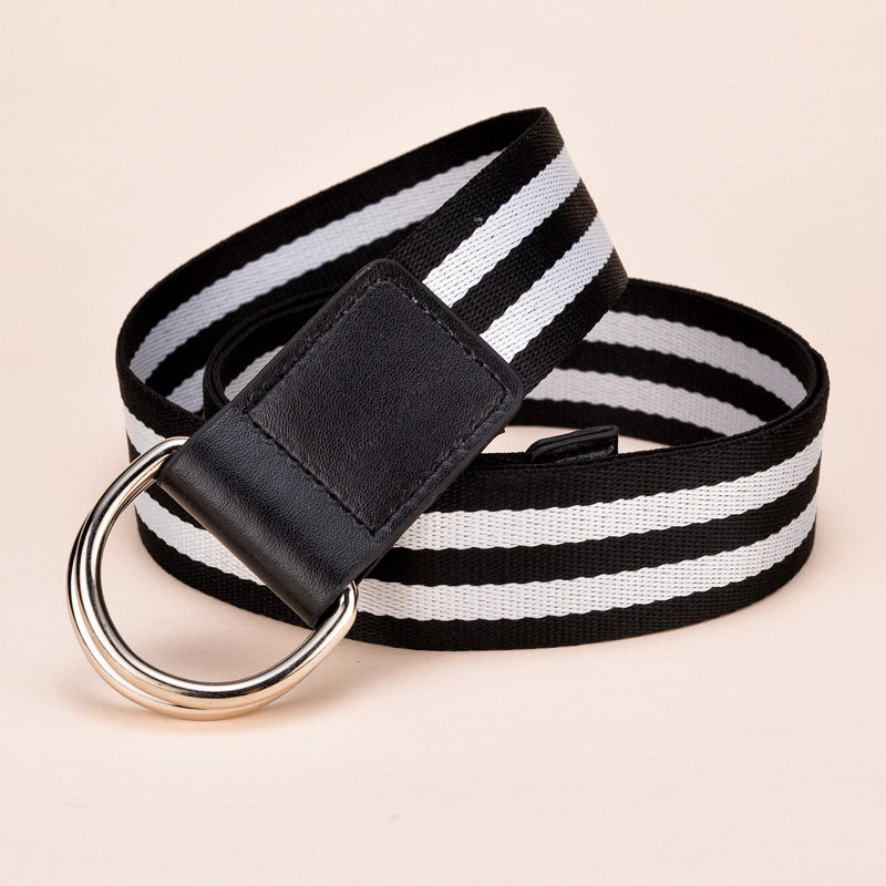 新品布腰带百搭韩国男女简约牛仔裤带 学生青年时尚帆布带平滑扣