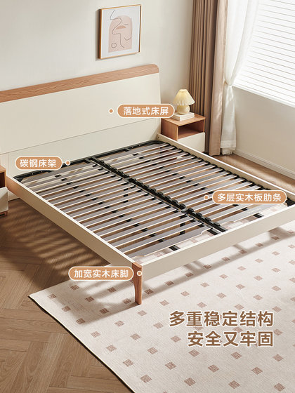 정부 보조금 Quanyou 홈 현대 간단한 단단한 나무 침대 발 1.8 더블 침대 크림 통나무 스타일 침실 가구 정부 보조금 Quanyou 홈 현대 간단한 단단한 나무 침대 발 1.8 더블 침대 크림 통나무 스타일 침실 가구