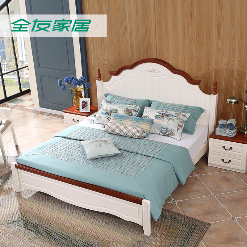 全友家私床新款双人床1.8米床地中海美式现代卧室家具121107产品展示图1