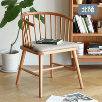 Beimo furniture Solid wood desk chair backrest Log color Japanese cherry wood white oak Windsor circle chair Nordic dining chair