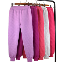 Female pure cotton three-layer warmers Underpants Pure-colored cotton large size Medium-aged and thicker autumn pants