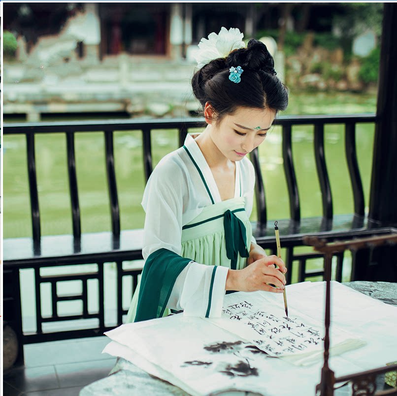 2016新款古装汉服仙女服广袖对襟齐胸襦裙汉服舞台服装中国风秀禾