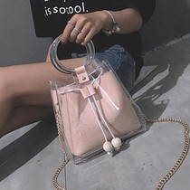 Bag women 2022 bucket bag new plastic transparent bucket bag womens bag fashion simple handbag messenger bag