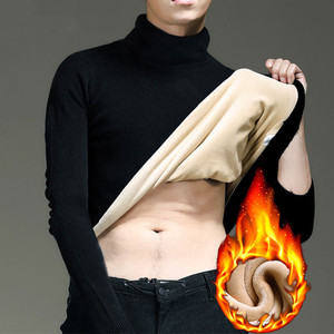 高领毛衣男加绒加厚2019秋冬季男士上衣修身潮流针织衫打底衫男装