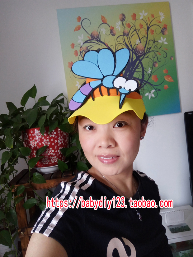 蛐蛐蝈蝈吹牛头饰表演道具蟋蟀头套儿童舞会面具动物帽子幼儿园