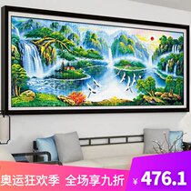 Cross stitch 2021 new thread embroidery living room bedroom large flow of water to make money self-embroidery handmade atmospheric embroidery landscape