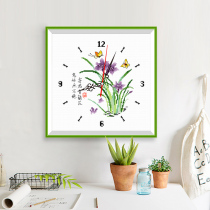 Cross stitch clock 2021 New Line embroidery living room bedroom wall clock simple modern flower small pieces simple embroidery