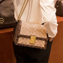 France DUDK womens bag 2021 new tide genuine leather big plate retro chain Hatton bag small square bag single shoulder inclined satchel bag