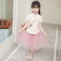 Girls' Ming Ming Chinese summer clothes children's tang Chinese style little girls' skirt super immortal big children's vintage princess skirt