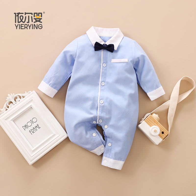 Newborn gentleman jumpsuit spring clothes male baby full moon clothes one-year-old dress hundred-day banquet outside clothes autumn