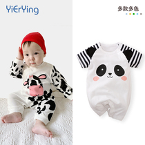 Baby clothes spring baby jumpsuit newborn super cute cow climbing clothes cotton clothes clothes out of the autumn