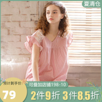 Pajamas Summer thin cotton gauze summer day a cute girls short sleeve shorts home suit two pieces