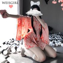 WEISGRIL Japanese kimono style sexy uniform cardigan Make your little Moon Rabbit nightgown Bubble bath robe cat pajamas