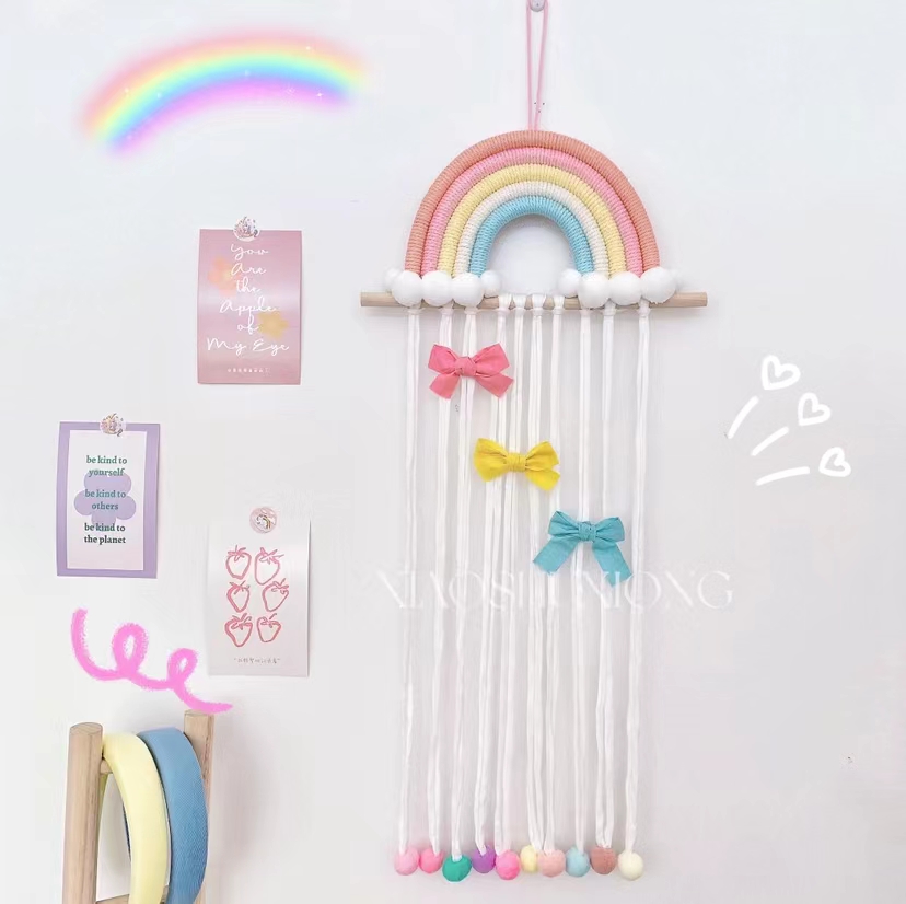 Nordic Wind Hairpin Collection With Rainbow Cloud Adornment Children's Room Hanging Accessories Girl Hair Accessories Collection Hairpin Finishing Racks-Taobao