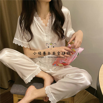 Japan you gelato pique spring summer lace slip short sleeves long pants loose pajamas womens loungewear GP set