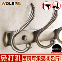 Free punch adhesive hook Wall European toilet pai gou clothes hang towels coat hook wall-mounted guest bathroom coat hook