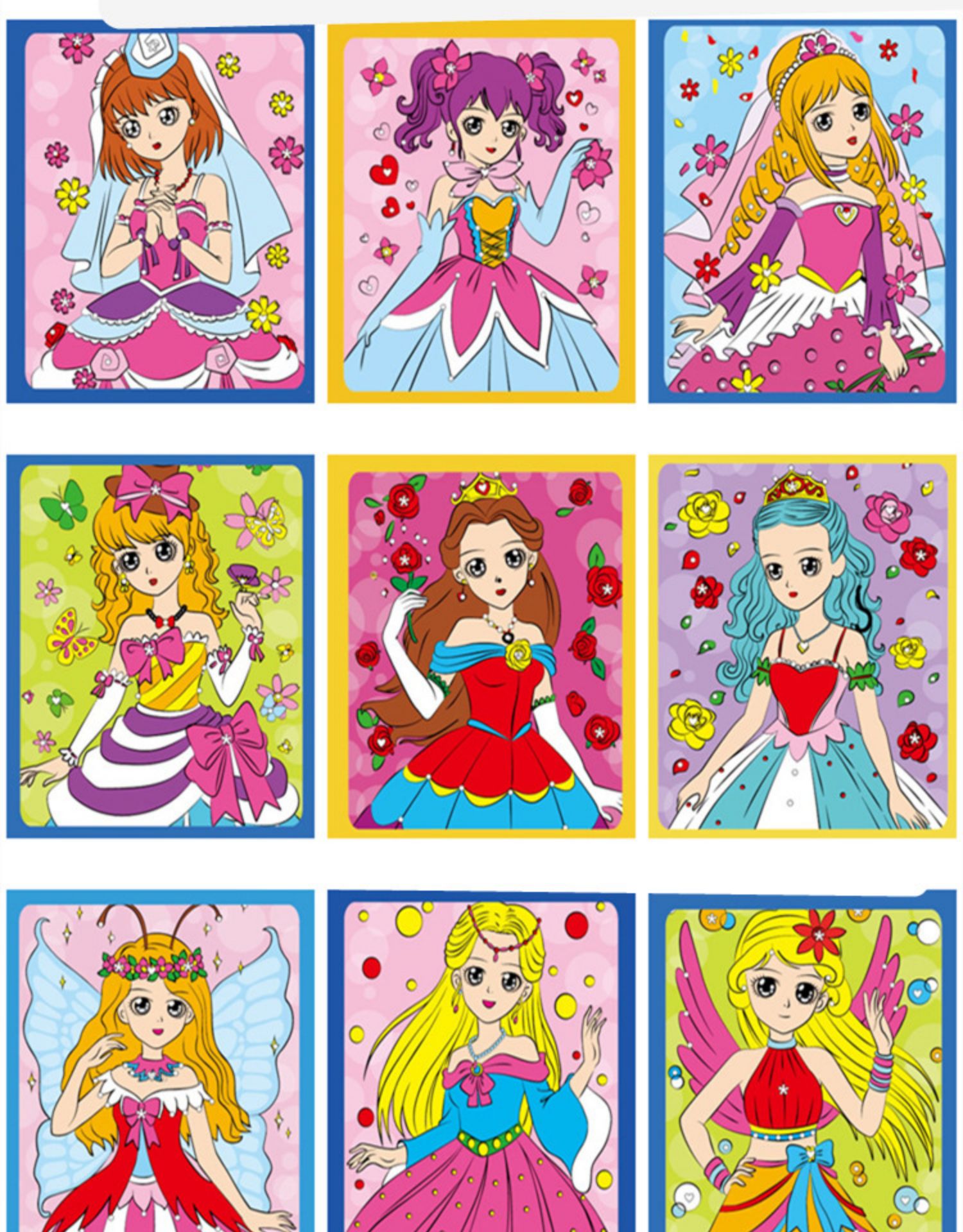 公主涂色画美少女水彩画颜料涂鸦画儿童画画套装彩妆画女孩填色画