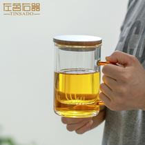 Left Tea Right Instrumental Tea Water Separation Glass Cup Tea Cup Office Large Capacity Transparent Water Cup Sub home with liner