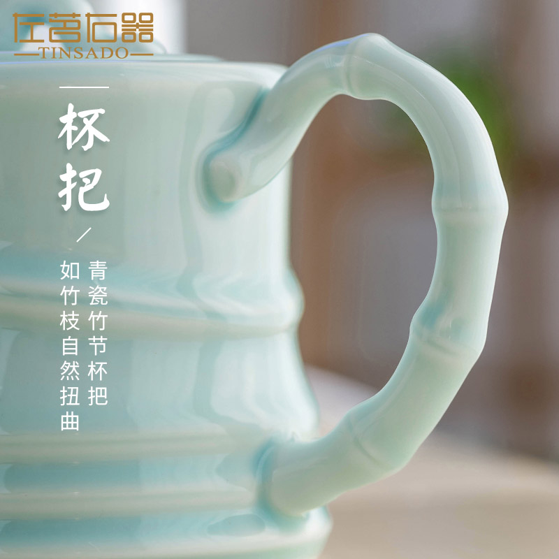 ZuoMing right device celadon jingdezhen green tea pot large filter terms ceramic teapot household pot tray was set