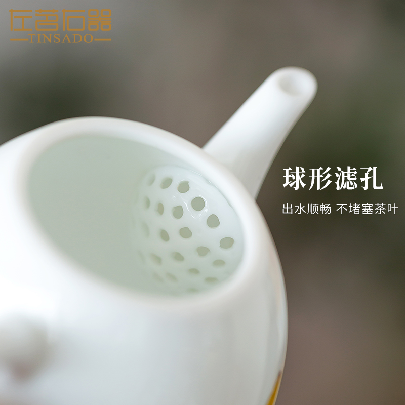 ZuoMing right is sweet white glaze powder enamel teapot mini small single ceramic teapot white porcelain single pot kung fu tea set