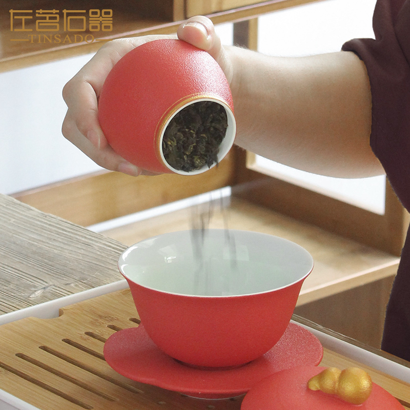 ZuoMing ceramic tea pot right device portable small tea caddy fixings mini portable hand - made household seal pot of tea