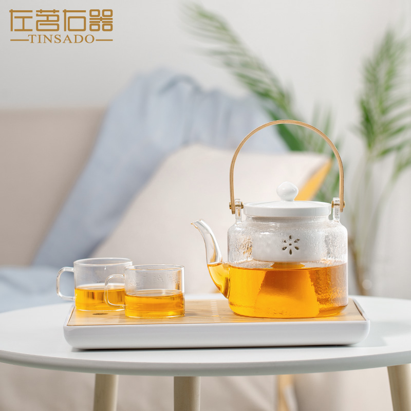 ZuoMing right implement single pot of thickening glass teapot steam pot of boiled tea steamer set girder pot of household ceramics bladder