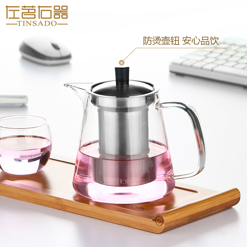 ZuoMing right device can be cooked with thick glass tea kettle stainless steel filter, large capacity can separate a warm tea