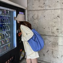 Anjiu Yue 2021 summer new letter super large color one shoulder oblique across canvas bag women thin section