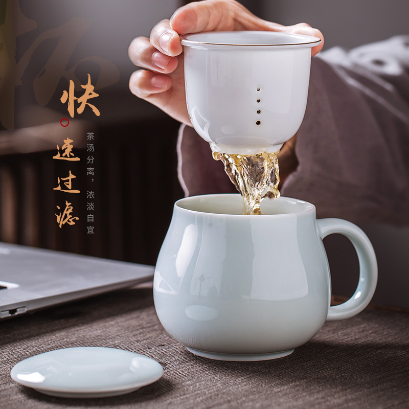 Jingdezhen ceramic filter cups with cover keller cup office with personal custom water cup tea cup