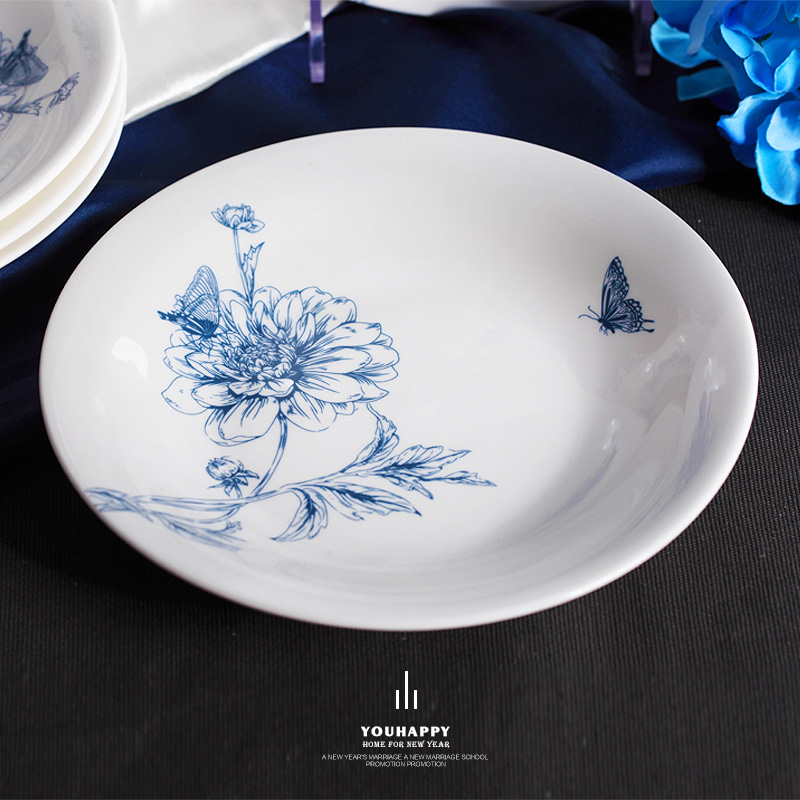 Jingdezhen ceramic tableware dishes suit dishes household of Chinese style and contracted creative ceramic bowl chopsticks sets for dinner