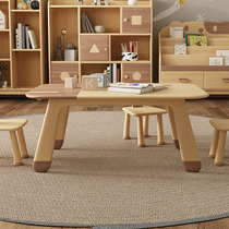 Colorful life Full solid wood childrens table Childrens toy table Walnut dining table and chair Beech childrens dining table Kindergarten