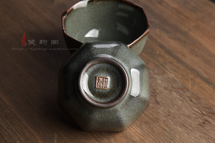 龙泉青瓷哥窑铁胎冰裂开片功夫茶具主人杯单杯陶瓷小