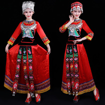 Miao performance costumes long embroidery Yunnan Li Yao Tujia ethnic minority dance costumes female adults