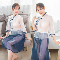 Interest lingerie Vimey suit Teasing Qipao Uniform Seductive Seductive Transparent Retro Kimono Kimono Passion Suit
