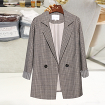 (Clearance) Plaid small suit female Spring and Autumn New Korean casual short jacket loose check chic suit