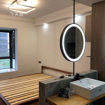 Ceiling hanging mirror suspended make-up mirror Bathroom Mirror Hanging Mirror Hotel Folk bifacial luminous Led boom mirror