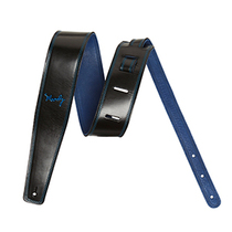 Moody 2 5 Inch Leather Backed Strap Black Blue Guitar Strap